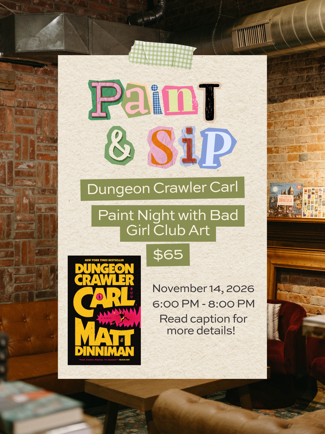 Dungeon Crawler Carl Paint &amp; Sip Night